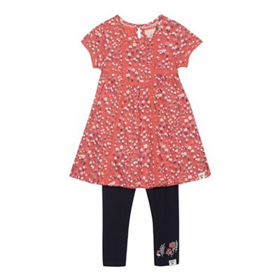 Girls' red floral print tunic dress
